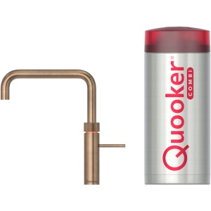 vergelijk de Quooker Fusion square met COMBI Messing Patina op debestekokendwaterkraan.nl