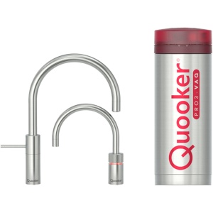 vergelijk de Quooker Nordic round Twintap met PRO3 RVS op debestekokendwaterkraan.nl